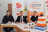 Der Startschuss für die Soccer Tour 2019 i Prenzlau ist gefallen. René Tretschok, Thorsten Weßels von der Sparkasse und Marcus Penke von der Brandenburgischen Sportjugend (von links nach rechts) informierten am Dienstag die Presse.