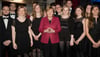 Bundeskanzlerin Angela Merkel traf beim Neujahrsempfang der CDU auch die Big Band der Universität Greifswald.