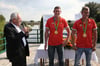 Die olympischen Gold-Kanuten Sebastian Brendel (links) und Jan Vandrey wurden am Freitag in ihrer Heimatstadt Schwedt triumphal empfangen.