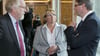 Landrätin Barbara Syrbe (Linke) in Schwerin auf einem Treffen zu Kommunalfinanzen