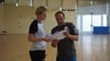 Torsten Feickert, der neue Trainer der Handballdamen des SV Fortuna 50 Neubrandenburg zusammen mit Karoline Hauschildt.