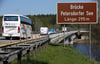 Die Autobahnbrücke der A19 Berlin-Rostock über den Petersdorfer See bei Malchow: Wegen Überlastung der Brücke gibt es seit Mitte 2013 Verkehrseinschränkungen