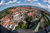 Blick von der St. Marienkirche auf die Altstadt von Stralsund.